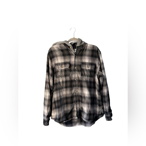 Old Navy Other - Old Navy Flannel Shirt Jacket XL Plaid Hooded Button-Up